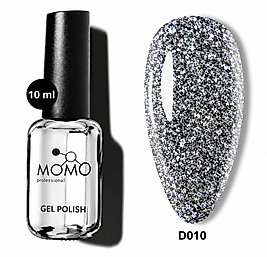 Momo Professional Disko Reflektörlü Flash Kalıcı Oje D010 Siyah