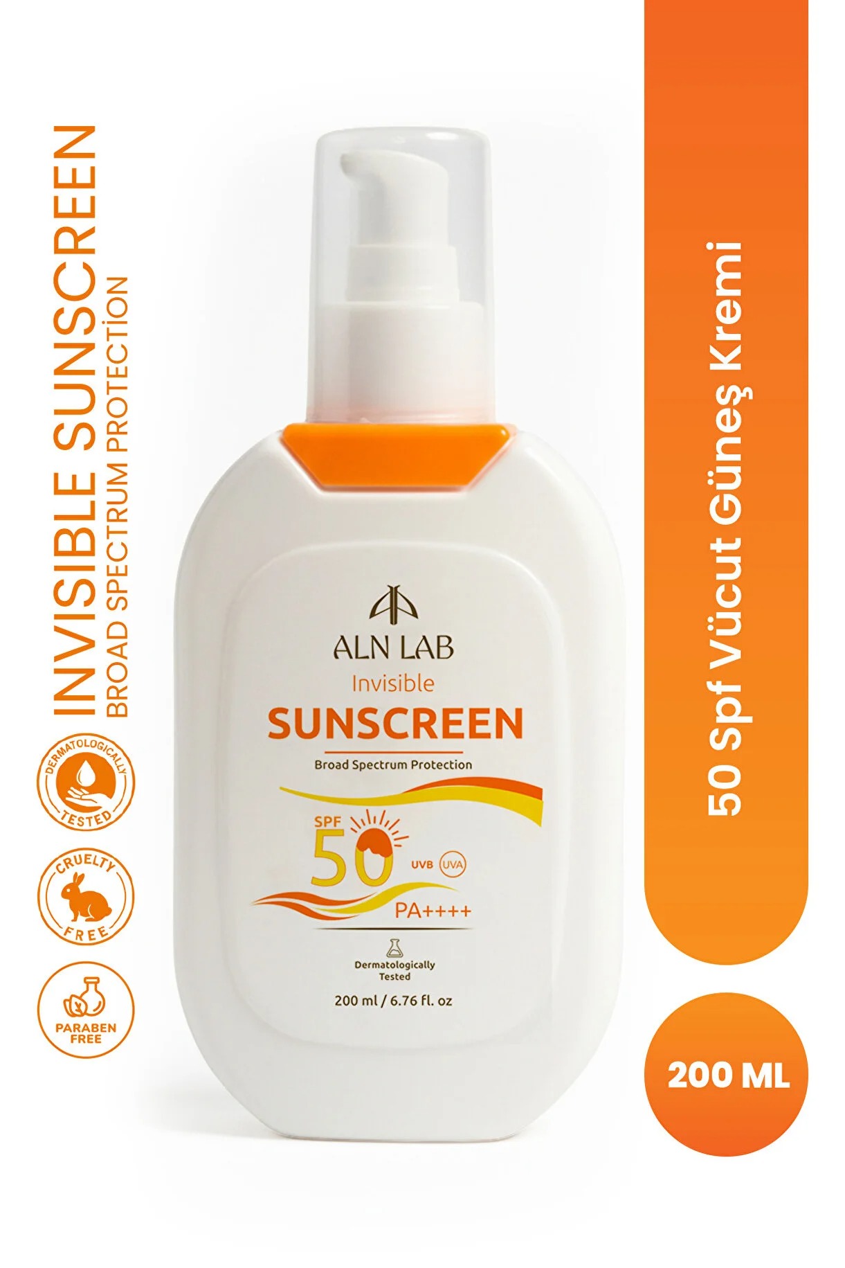 ALN LAB 50 SPF Koruyucu Vücut Güneş Kremi Geniş Spektrumlu UVA/UVB Korumalı 200 Ml