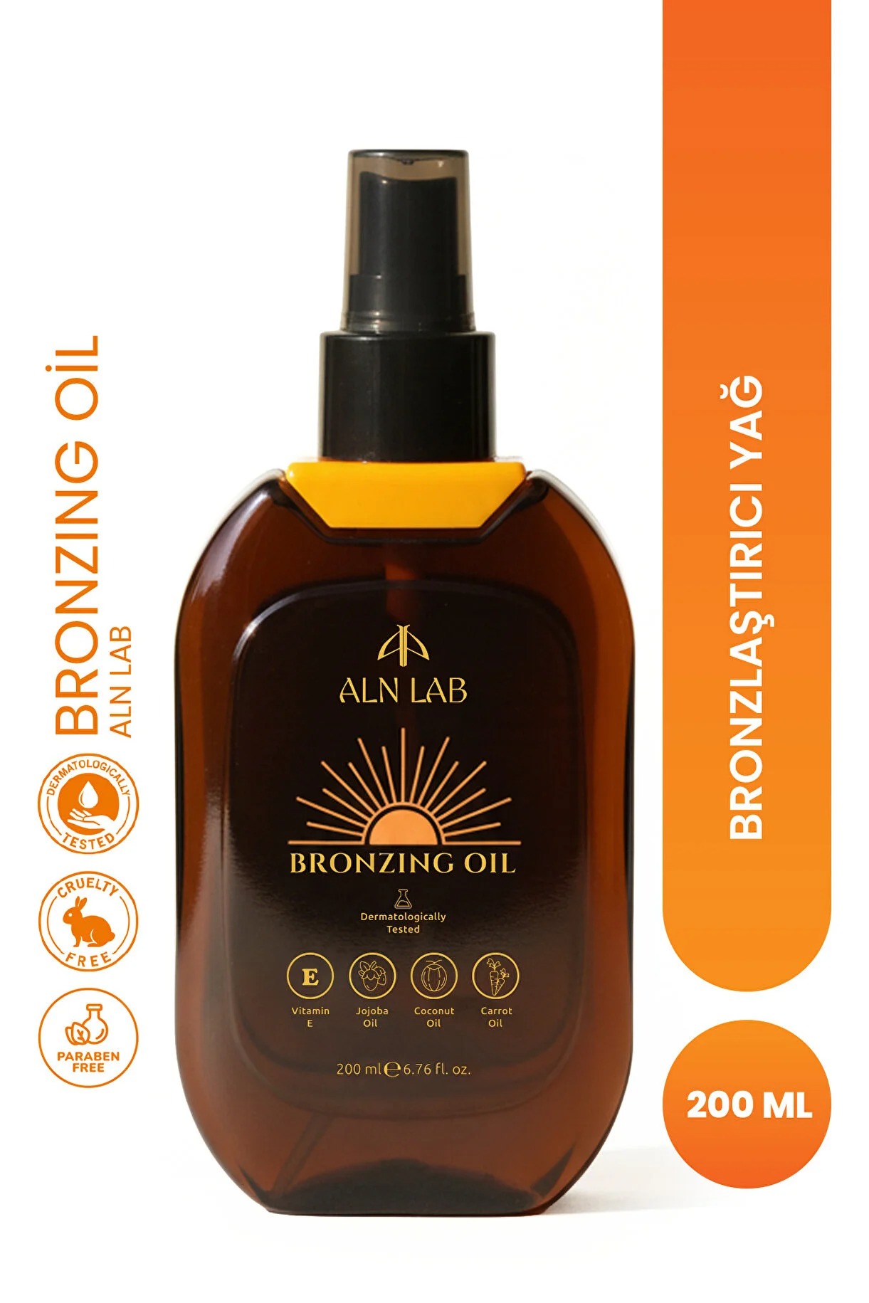 ALN LAB Bronzing Oil Jojoba Yağı ve Vitamin E İçerikli Besleyici Bronzlaştırıcı Yağ 200 ml