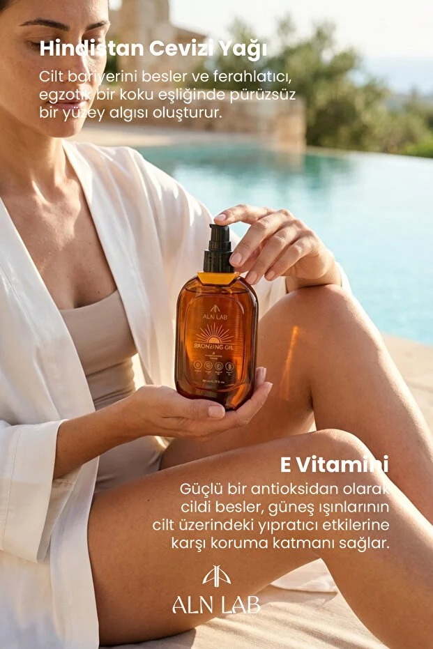 ALN LAB Bronzing Oil Jojoba Yağı ve Vitamin E İçerikli Besleyici Bronzlaştırıcı Yağ 200 ml